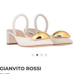 Gianvito Rossi Cream and Gold Heels